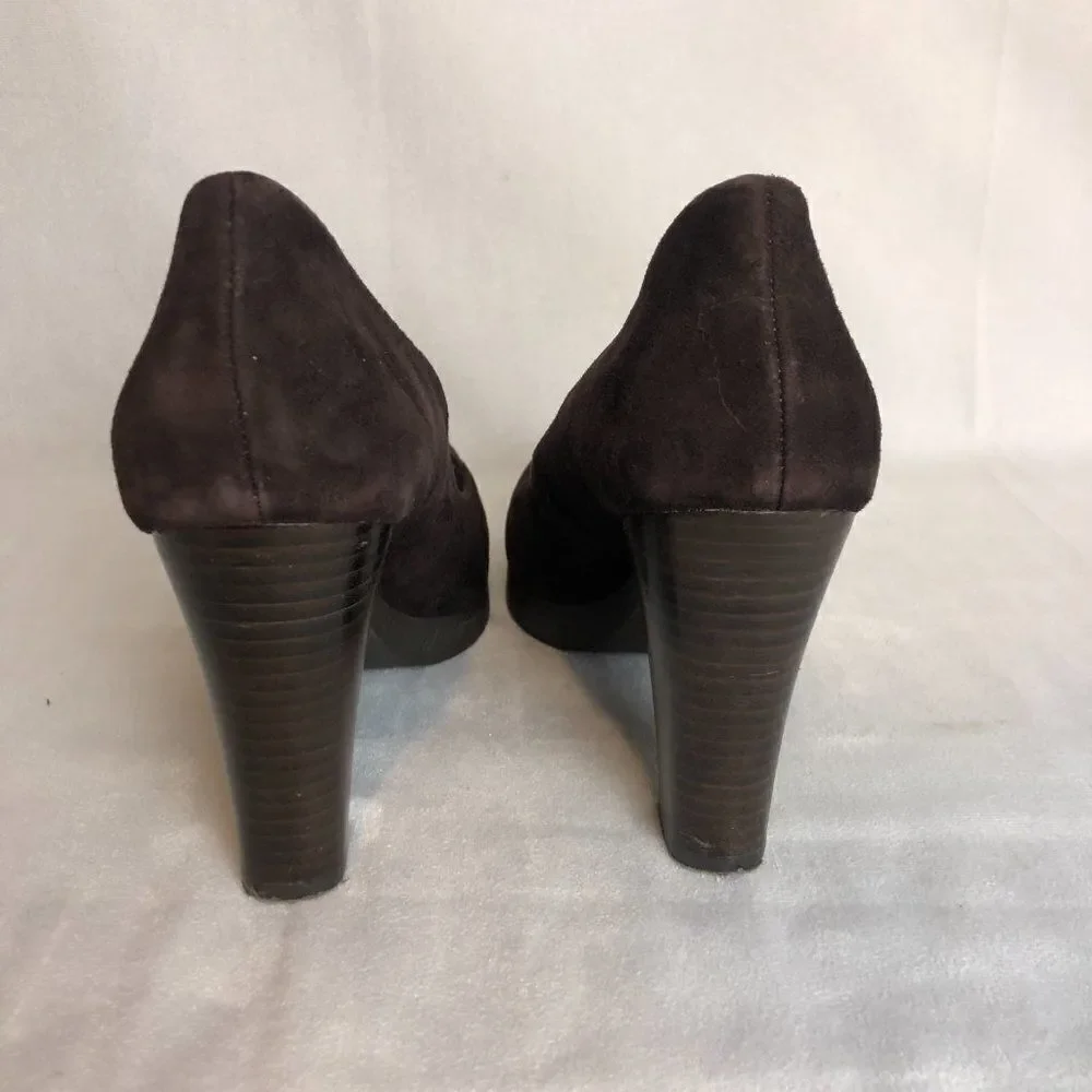 CALVIN KLEIN Womens Fairley Brown Suede Platform Heels Size 8 M.              SC